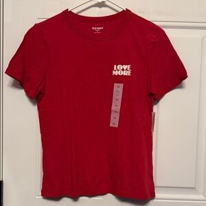 Old Navy Vibrant Red Tee with Love More Print